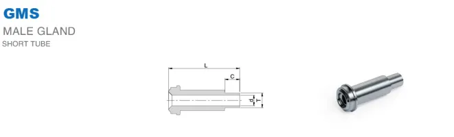 Гильза короткая под приварку GMS: Трубка дюйм - Face Seal / Type GMS Male Gland Short Tube inch